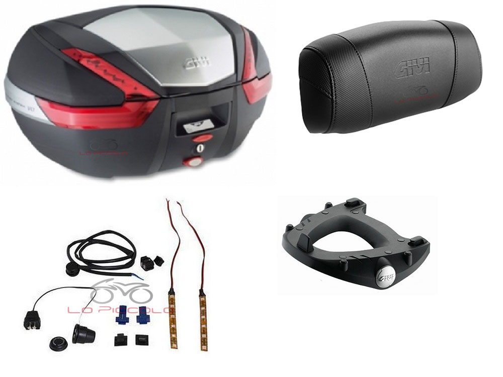 GIVI BAULETTO BAULE VALIGIA V47N + KIT LUCI STOP E135 + PIASTRA M5 ...