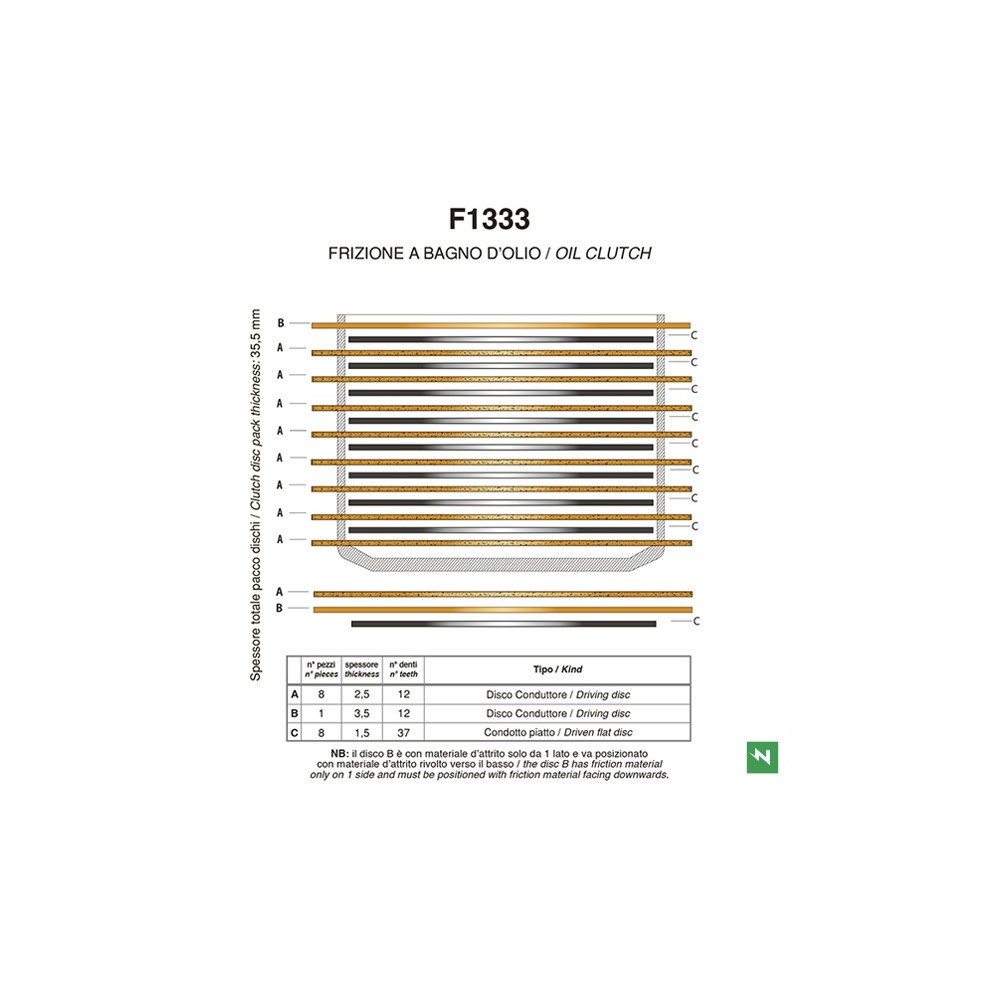 F1333AC NEWFREN - KIT FRIZIONE COMPLETA DISCHI GUARNITI + DISCHI CONDOTTI DUCATI MONSTER 400 600 750