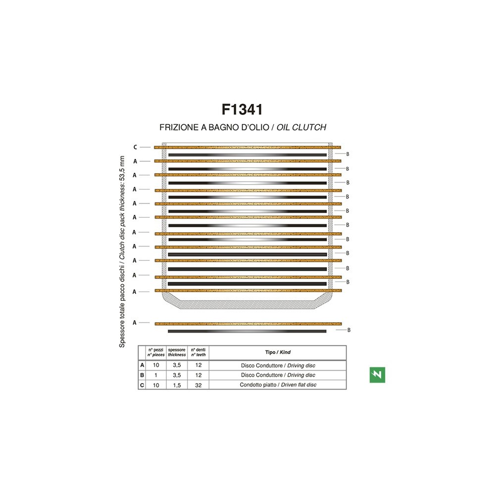 F1341AC NEWFREN - KIT FRIZIONE COMPLETA DISCHI GUARNITI + DISCHI CONDOTTI DUCATI 821 HYPERMOTARD MONSTER