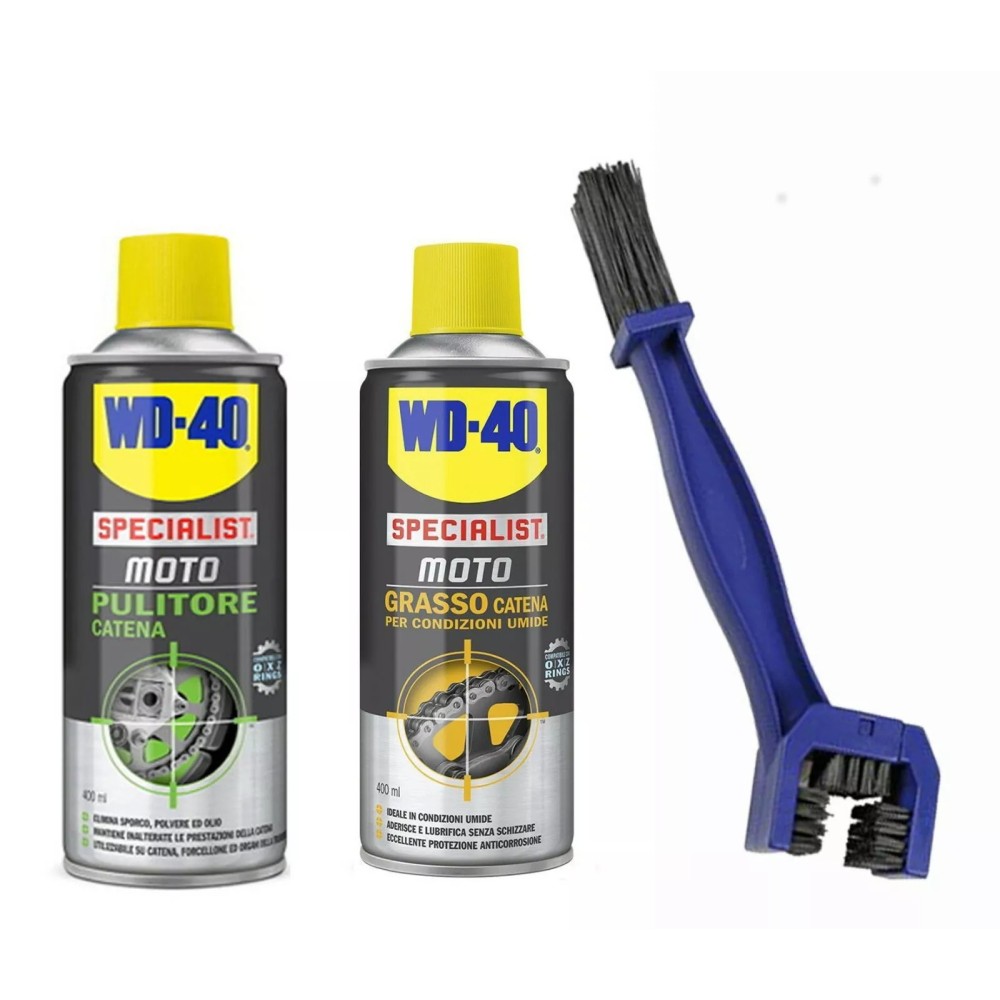 WD-40 Specialist Moto - Kit Manutenzione Catena Moto grasso + pulitore catena moto ON / OFF - ROAD