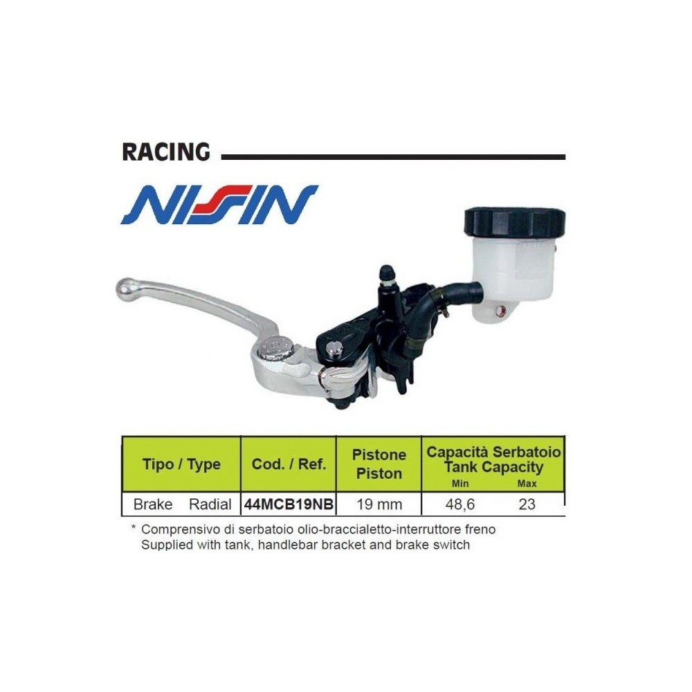 44MCB19NB NISSIN - Pompa freno radiale 19x21 44MCB19NB NISSIN - Pompa freno radiale 19x21