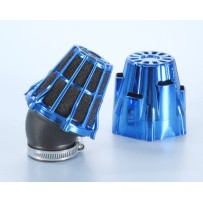 203.0114 FILTRO ARIA AIR BOX POLINI CROMATO BLU INCLINATO CURVA 30 GRADI D.37 CARBURATORI PHBG