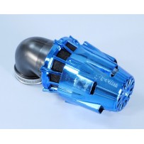 203.0116 FILTRO ARIA AIR BOX POLINI CROMATO BLU INCLINATO CURVA 90 GRADI D.32 CARBURATORI PHBG