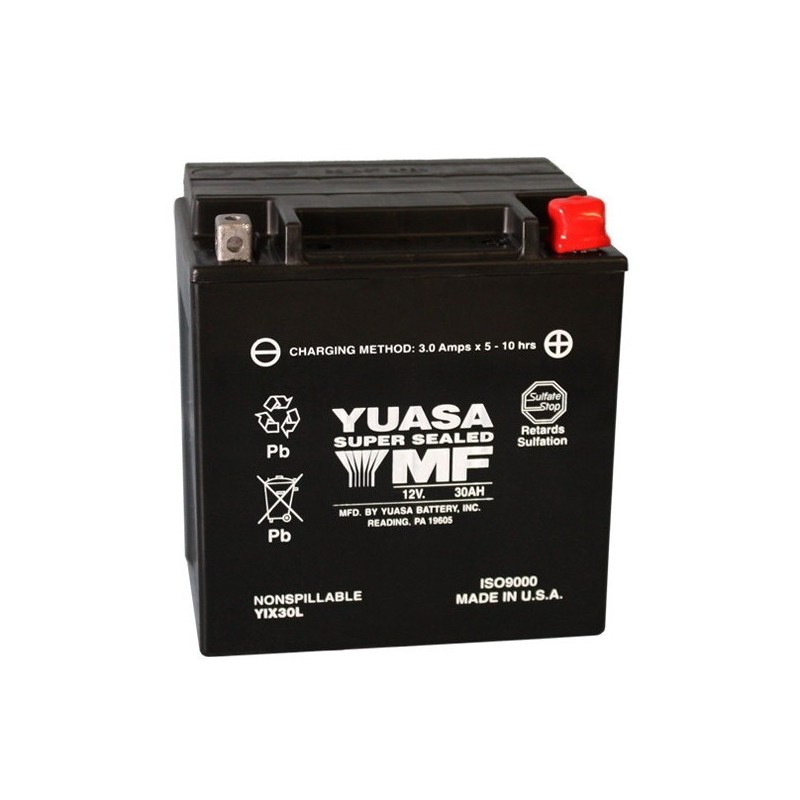 YIX30L BATTERIA YUASA SIGILLATA ATTIVATA 12V 30 Ah HARLEY DAVIDSON 1340 1450 1584 ELECTRA GLIDE STREET GLIDE ROAD KING