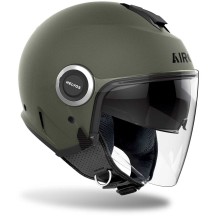 HE670 AIROH HELIOS CASCO JET MOTO SCOOTER DOPPIA VISIERA MILITARY GREEN MATT
