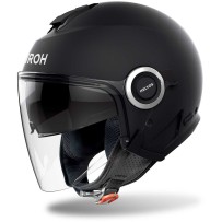 HE611 AIROH HELIOS CASCO JET MOTO SCOOTER DOPPIA VISIERA BLACK MATT