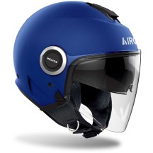 HE619 AIROH HELIOS CASCO JET MOTO SCOOTER DOPPIA VISIERA BLUE MATT