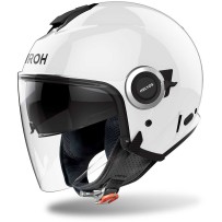 HE614 AIROH HELIOS CASCO JET MOTO SCOOTER DOPPIA VISIERA WHITE GLOSS