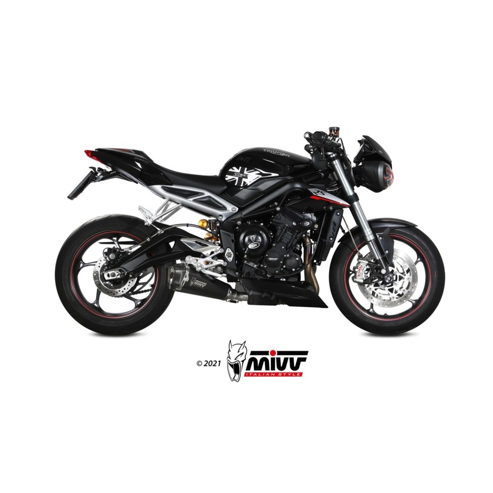 T.019.LDRB MIVV TERMINALE DI SCARICO MARMITTA DELTA RACE NERO TRIUMPH STREET TRIPLE 660 S 2017 2018