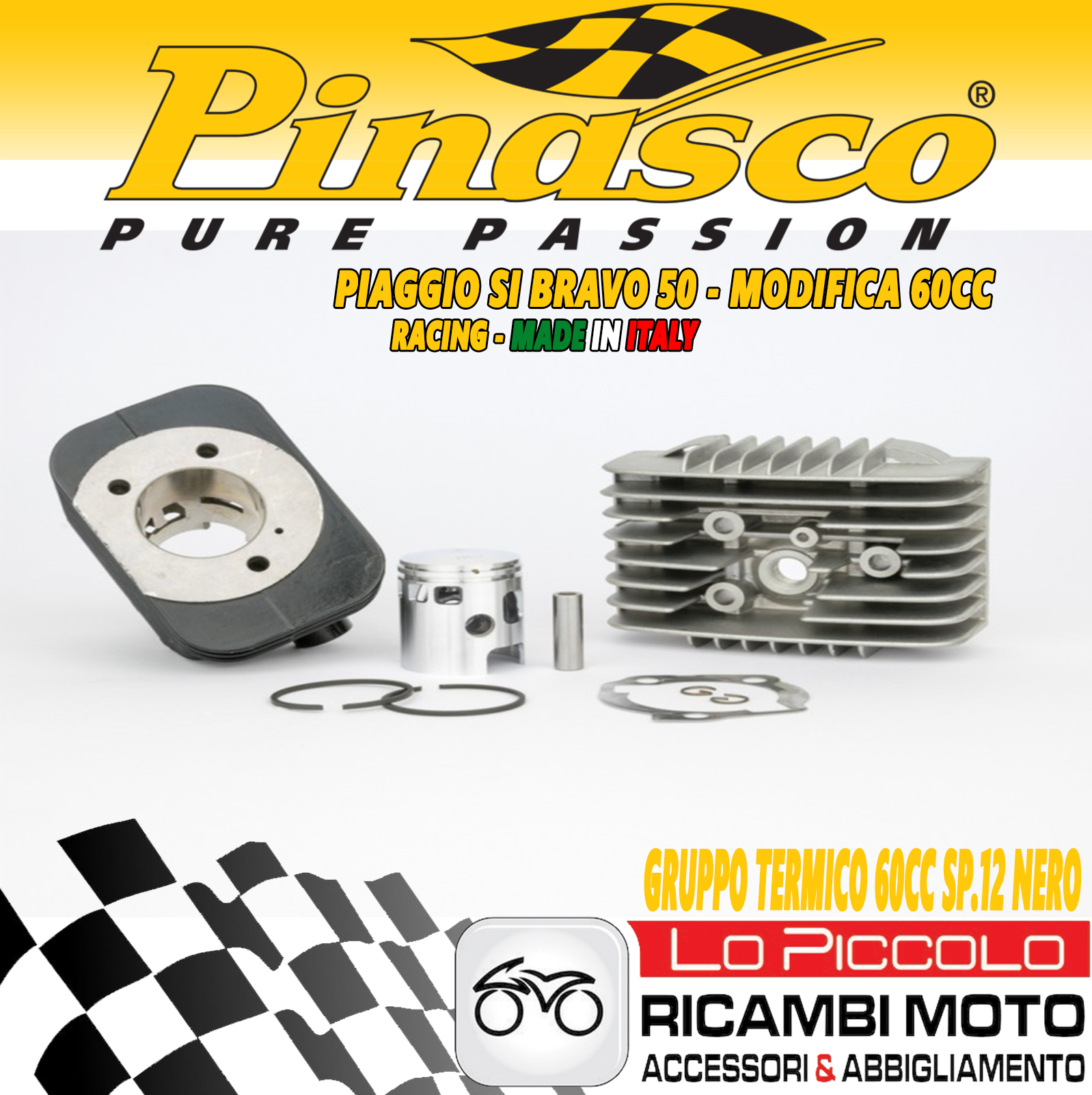 25028892 Cilindro modifica Pinasco 60cc in alluminio per Piaggio