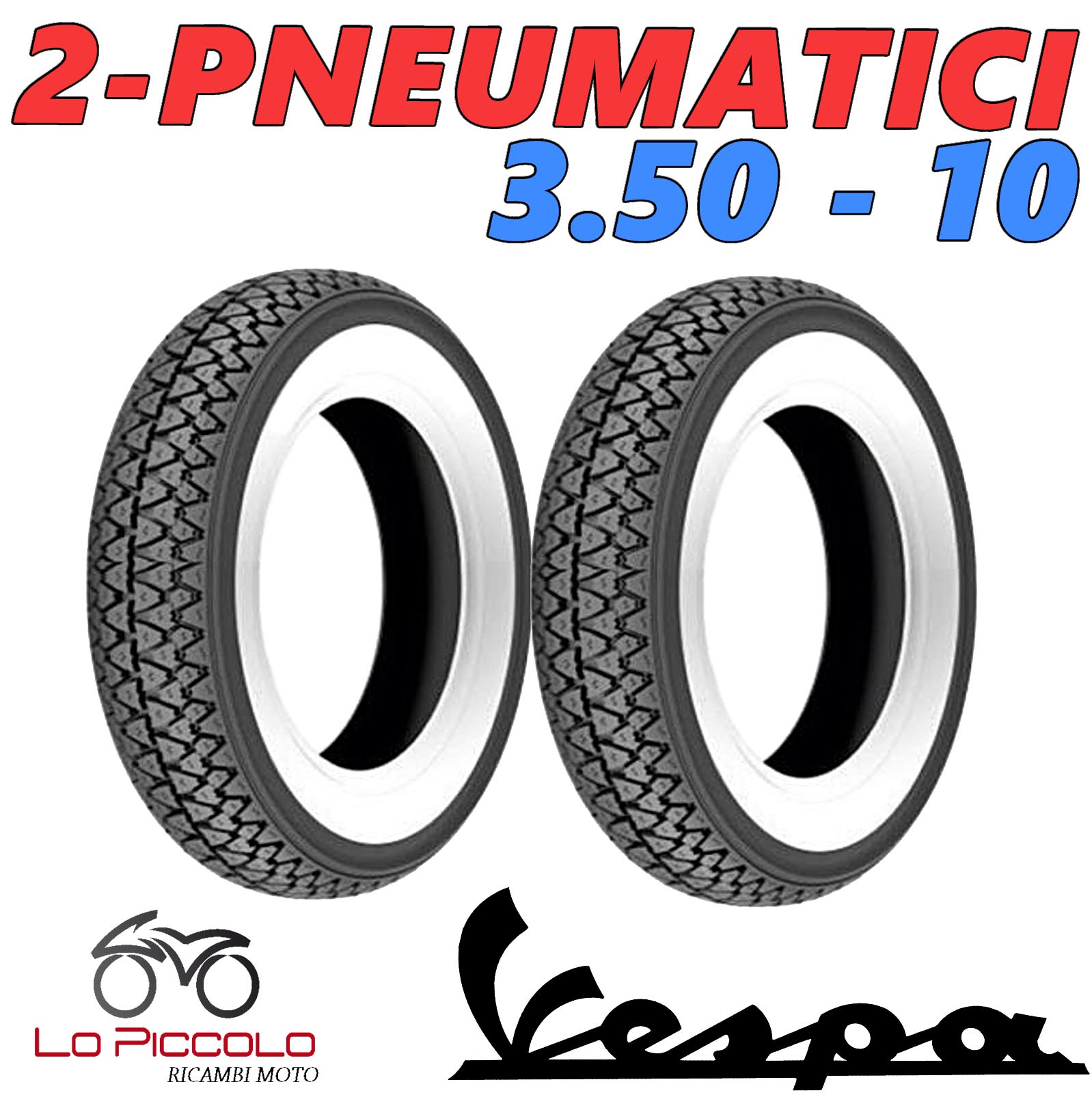 COPPIA DI FASCIA Bianca GOMMA RUOTA Vespa Lambretta 10" Vespa GS SS - Foto 5