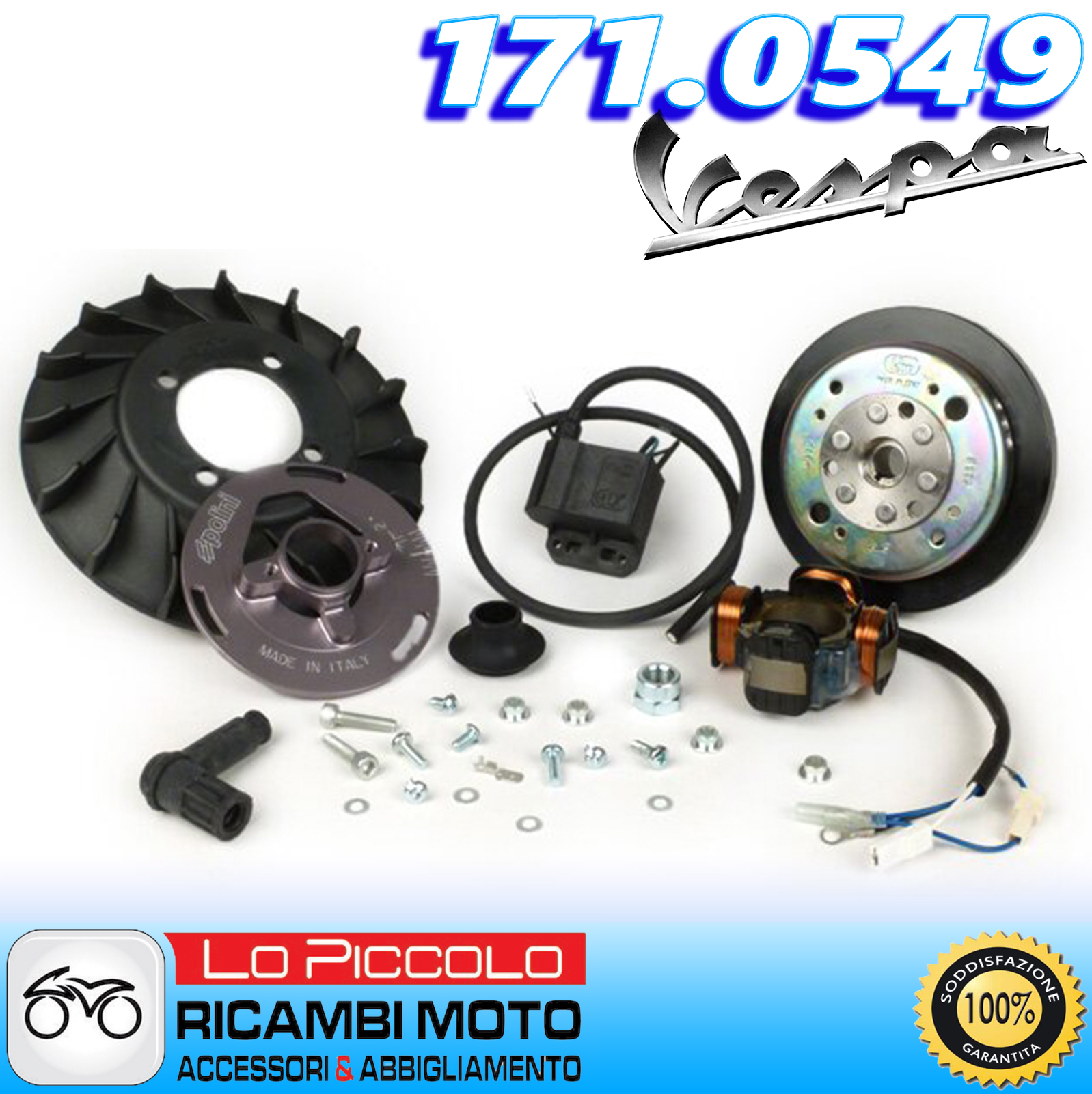 thumbnail image 2 of POLINI 12V Electronic Ignition Kit With Flywheel (1.4 Kg) For Vespa PX 125, 150, 200 – Made In Italy 2 of 5